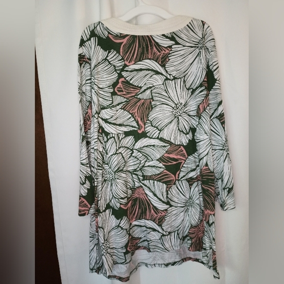 Talbots 2X Tunic Top Tropical Floral Embroidered Pima Cotton Modal Resortwear - Picture 2 of 12